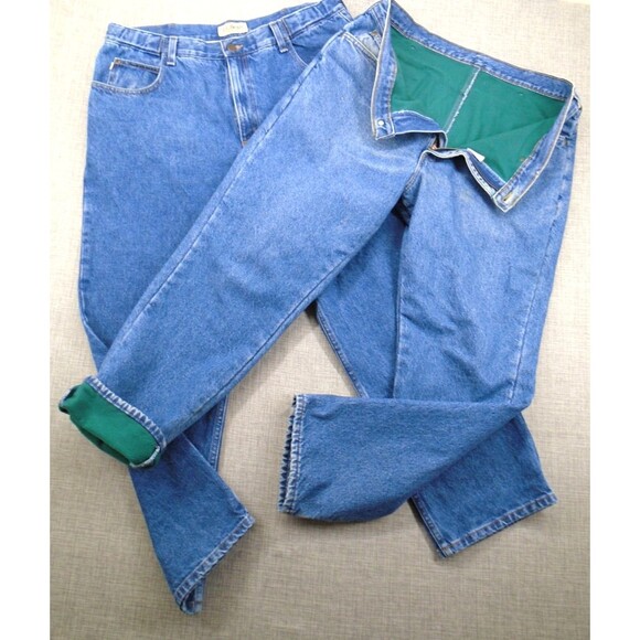 LL Bean Men's Lined Jeans 36" Waist Set of 2 Pants Blue Denim Made in USA - Picture 1 of 16